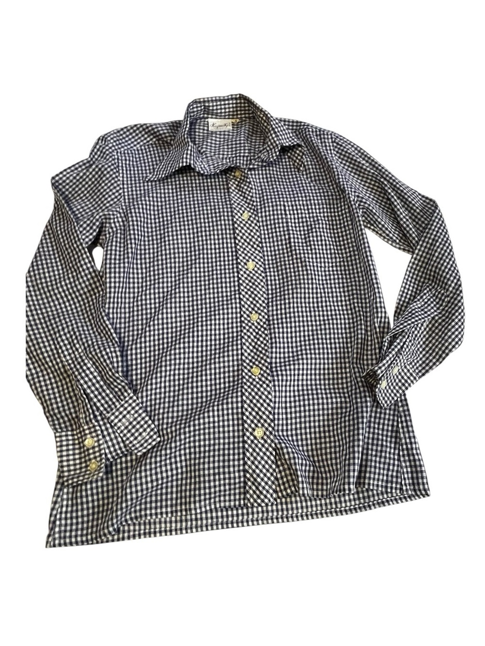 Vtg Haymaker  Navy and White Gingham Button-Up Shirt